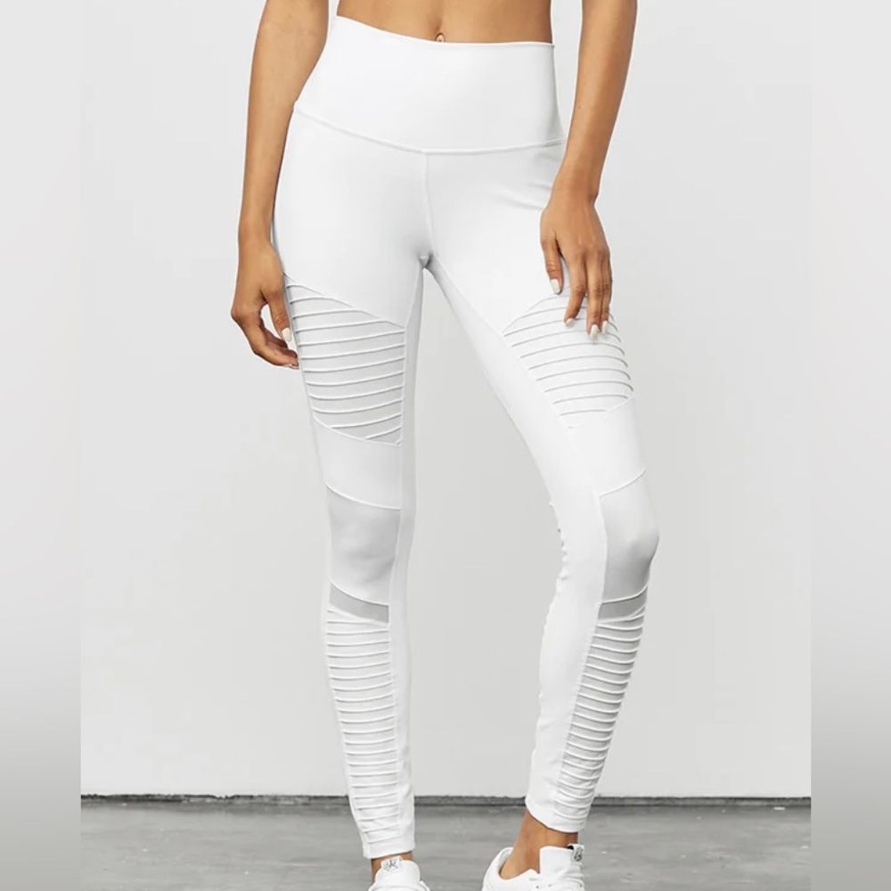 Alo white moto leggings
